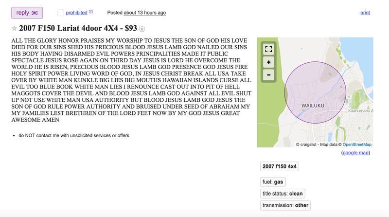 Illustration for article titled This Is Not A Great Way To Sell Your Vehicle On Craigslist